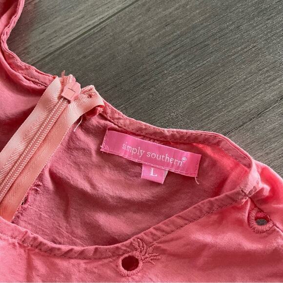 Simply Southern Pink Pineapple Eyelet Embroidered Dress - Picture 5 of 5